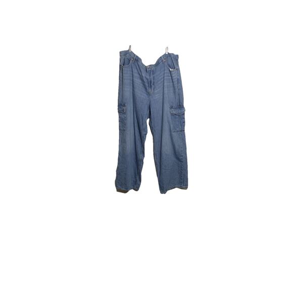 Womens Old Navy Sky Hi Wide Leg Cargo Jeans Plus Sz 22 Extra High Utility Grunge - Picture 1 of 10